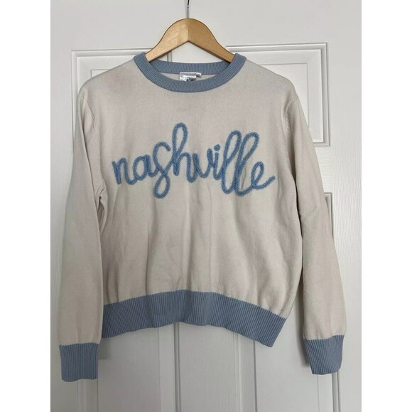 Queen Of Sparkles Sweaters - Queen Of Sparkles Sweater Nashville Embroidered Cream Size Small